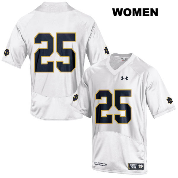 Women's NCAA Notre Dame Fighting Irish #25 Braden Lenzy Stitched College Under Armour Authentic White No Name Football Jersey FG10F73RO